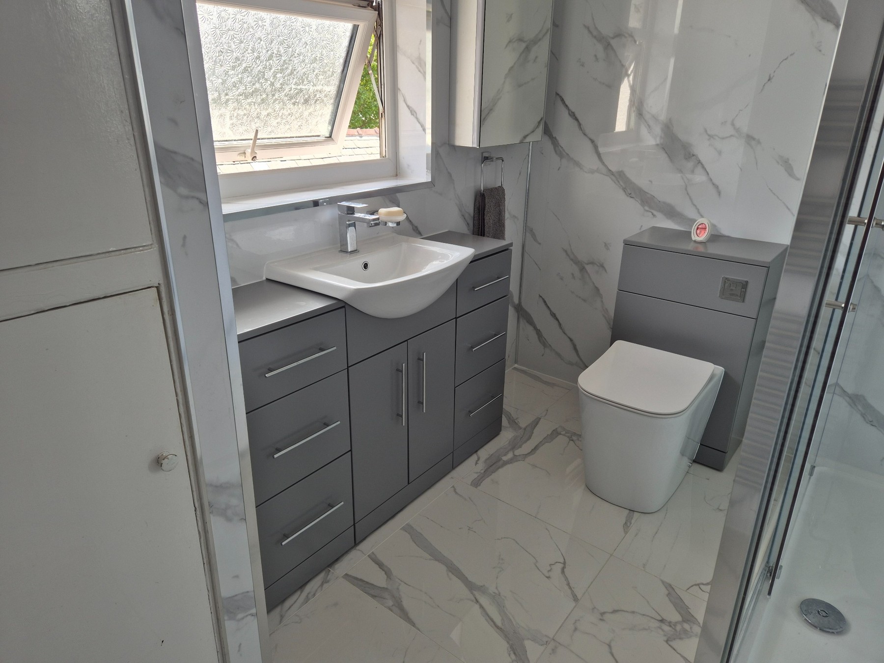 Completed modern bathroom ready for use
